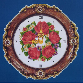 Часы. Розы Набор для вышивания крестом с печатью на ткани NKF G067