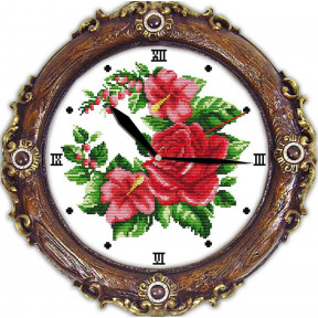 Часы с розами Набор для вышивания крестом с печатью на ткани NKF G 057