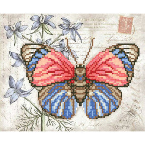 Красно-синяя бабочка Схема для вышивки бисером Повитруля Т4 30