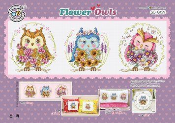 Схема для вишивки нитками хрестиком Soda Stitch Flower Owls SO-G129 фото
