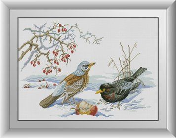 Набор для рисования камнями алмазная живопись Dream Art Зимний обед (квадратные, полная) 30933D 30933D фото