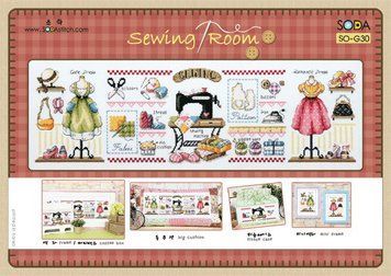 Схема для вышивки нитками крестиком Soda Stitch Sewing Room//Швейная комната SODA Stitch SO-G30 фото