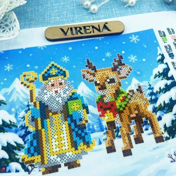 Святой Николай и рождественский олень Схема для вышивания бисером Virena А5Н_369 А5Н_369 фото