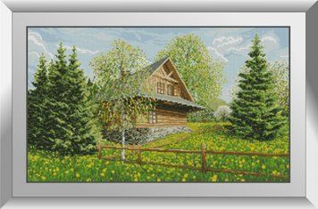 Набір для малювання каменями алмазний живопис Dream Art Гірський котедж (квадратні, повна) 31131D 31131D фото