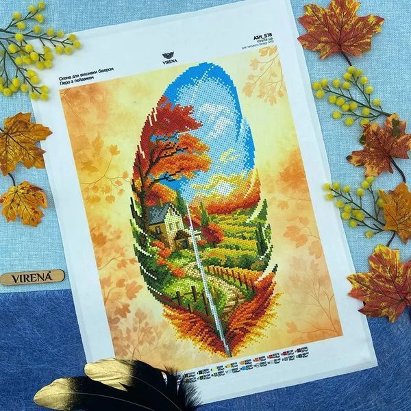 Перо з пейзажем Схема для вишивання бісером Virena А3Н_578 А3Н_578 фото