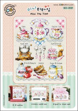 Схема для вышивки нитками крестиком Soda Stitch Mini Tea Time//Время чаепития мини SODA Stitch SO-3121 фото