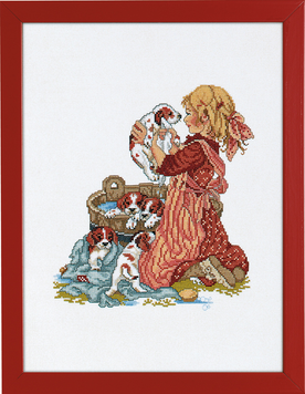 Набір для вишивання Дівчина з цуценям (Girl with a poppy) Eva Rosenstand 14-078 фото