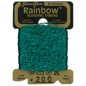 Rainbow Blending Thread 200 Dark Teal Green Металізоване муліне Glissen Gloss RBT200 RBT200 фото