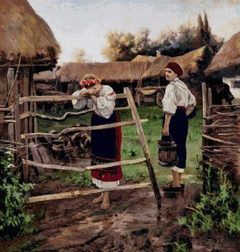 Опоздавшая по картине М. Г. Богданова Электронная схема для вышивания крестиком СХ-40НО СХ-40НО фото