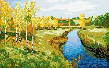 Пейзаж Золотая осень, И. Левитан Набор для вышивания по канве с рисунком Quick Tapestry TS-39 TS-39 фото