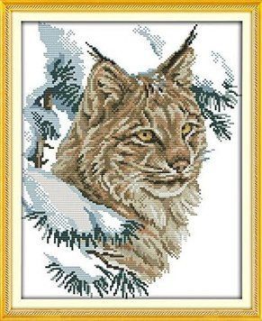 Дикая кошка Набор для вышивания крестом с печатной схемой на ткани Joy Sunday D539 D539JS фото