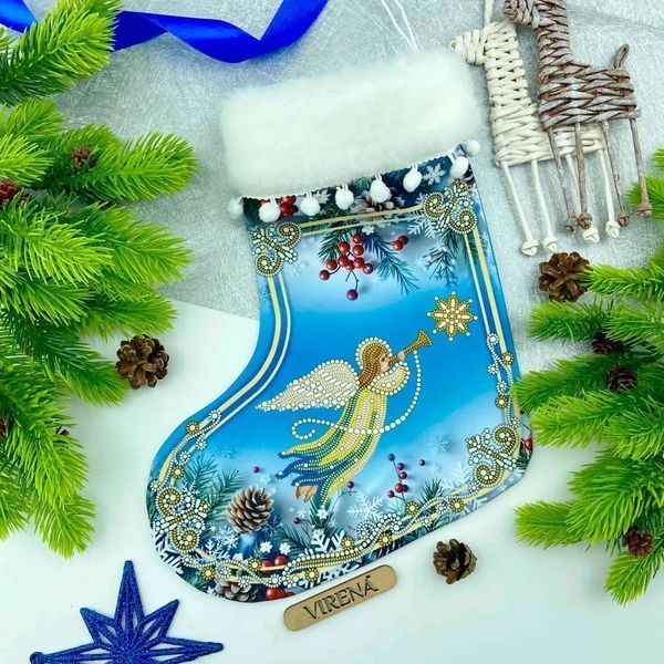 Святковий янгол з зіркою. Чобіток для подарунків Заготовка для вишивання бісером Virena ЧН_019 ЧН_019 фото
