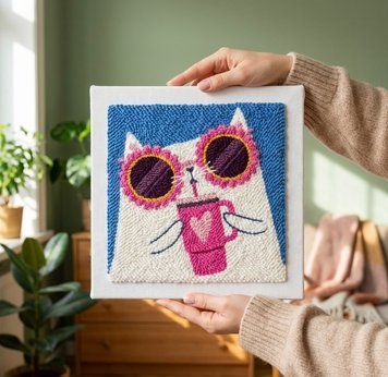 &laquo;Котик з лимонадом&raquo; Набір для килимової вишивки ЕА-089 фото
