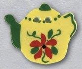 86331 Yellow Floral Teapot Mill Hill Button MH86331 фото