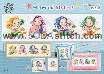 Схема для вишивки нитками хрестиком Soda Stitch Mermaid Sisters//Сестри Русалки SODA Stitch SO-G102 фото