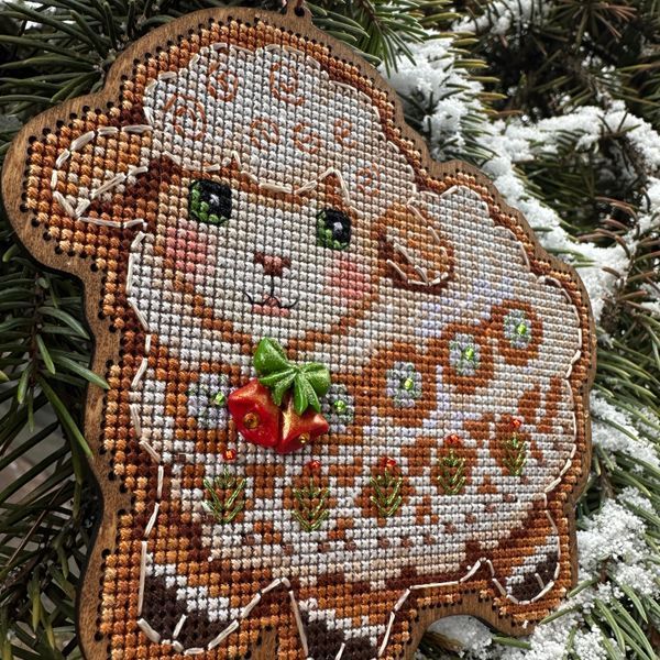 Пряник Баранчик. Ялинкова іграшка Набір для вишивання хрестиком Kingdom of handmade GB-04 GB-04 фото