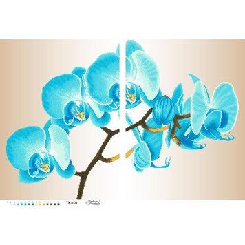Схема картини Яскрава блакитна орхідея (диптих) для вишивки бісером на габардині ТК101пн8658 ТК101пн8658 фото