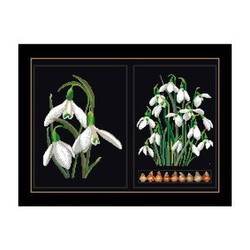 Snowdrops Panel Black Aida Набор для вышивки крестом Thea Gouverneur gouverneur_446.05 gouverneur_446.05 фото